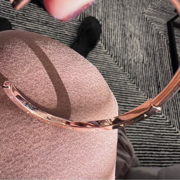 New Pandora Rose Gold Plated Gorgeous Signature I-D Open Bangle 6.9 inches - Picture 7 of 10